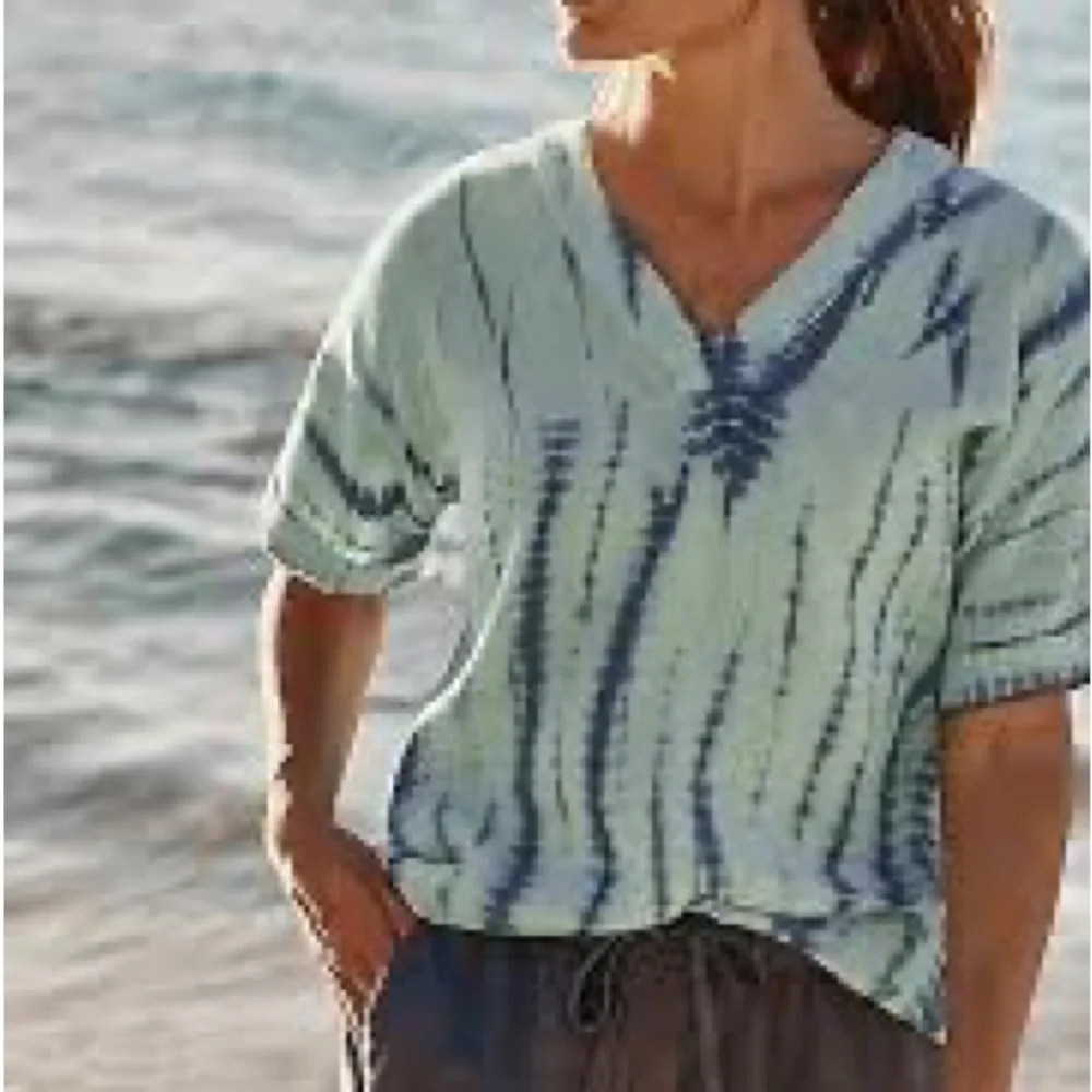 Pure Jill Tie Dyed Crinkle Gauze Tunic - Picture 2 of 8